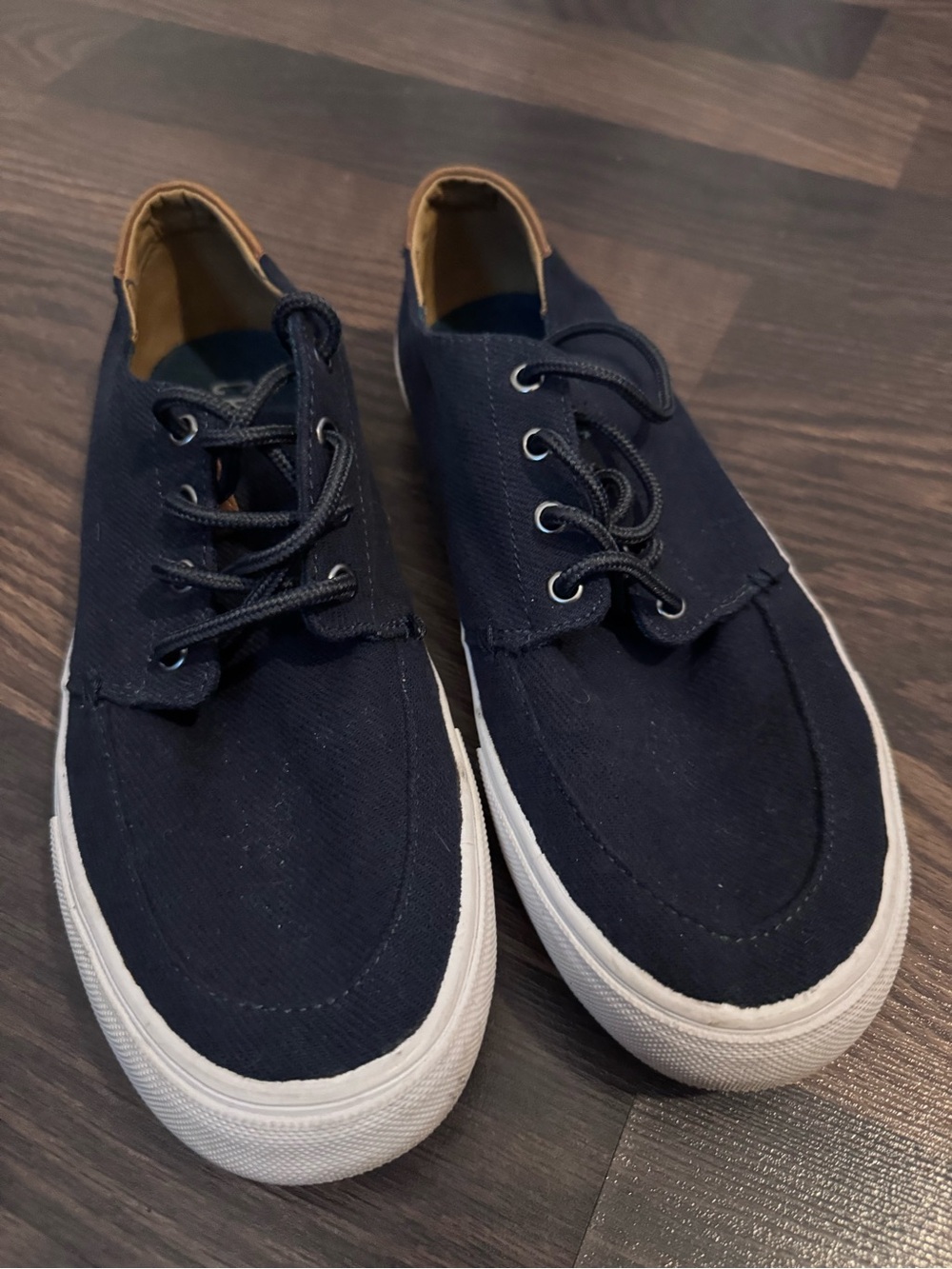 Crevo Men's Navy Canvas Lace-Up Sneakers with White Sole